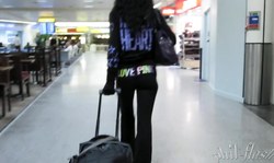 My girlfriend's round bottom looks awesome in black pants