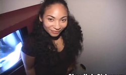 Sex-addicted Latina teen and hard dicks at the Gloryhole