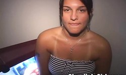 Nice brunette swallows big loads of semen in the Gloryhole