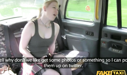 Fake Taxi driver is licking her accurate pussy in the car