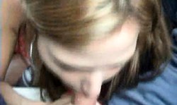 Sexy as fuck housewife gives a deep blowjob in close-up