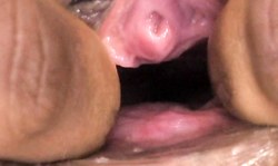 Ultra hot ebony girlfriend slowly stretch her pussy