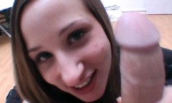 Amazing young hoe kneels down just to slurp a big cock