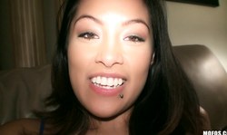 Bitchy pierced Latina Alliyah Sky swallows a juicy dong