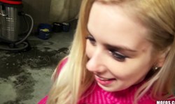 Cutest blonde Ellen has a very fuckable shaved pussy